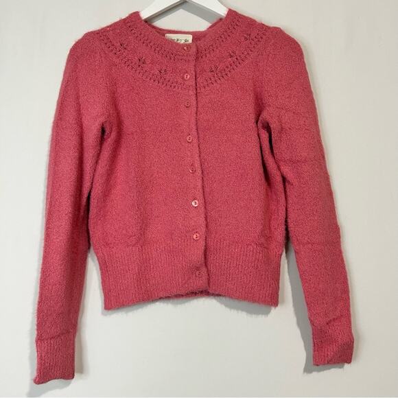 J. Crew The Reeds Women’s Fuzzy Cardigan Sweater Pink Size Small EUC - Picture 1 of 8